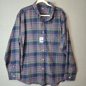 IZOD Men's Plum Perfect Plaid Flannel Shirt NWT XL